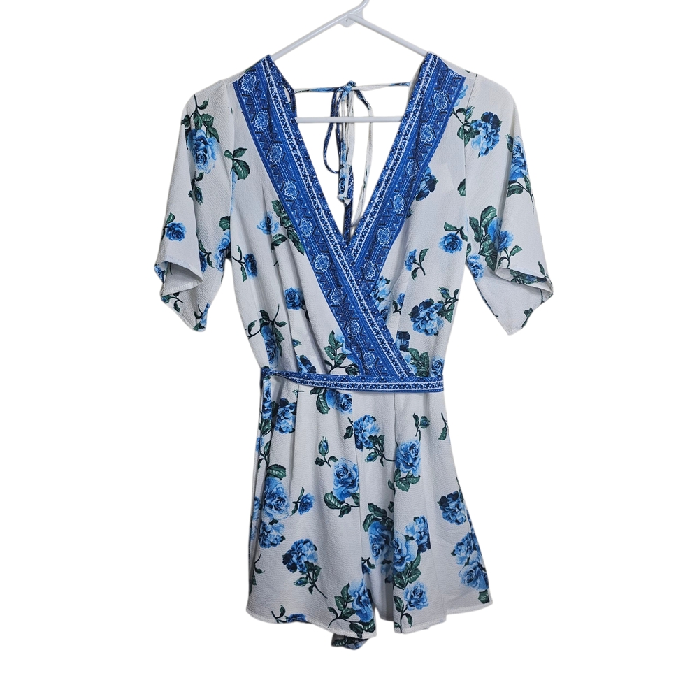 Altar'd State Blue and White Floral Romper